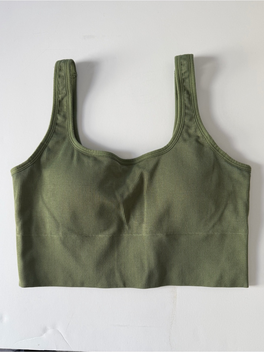 J. Crew Active Olive Ribbed Sports Yoga Top Medium